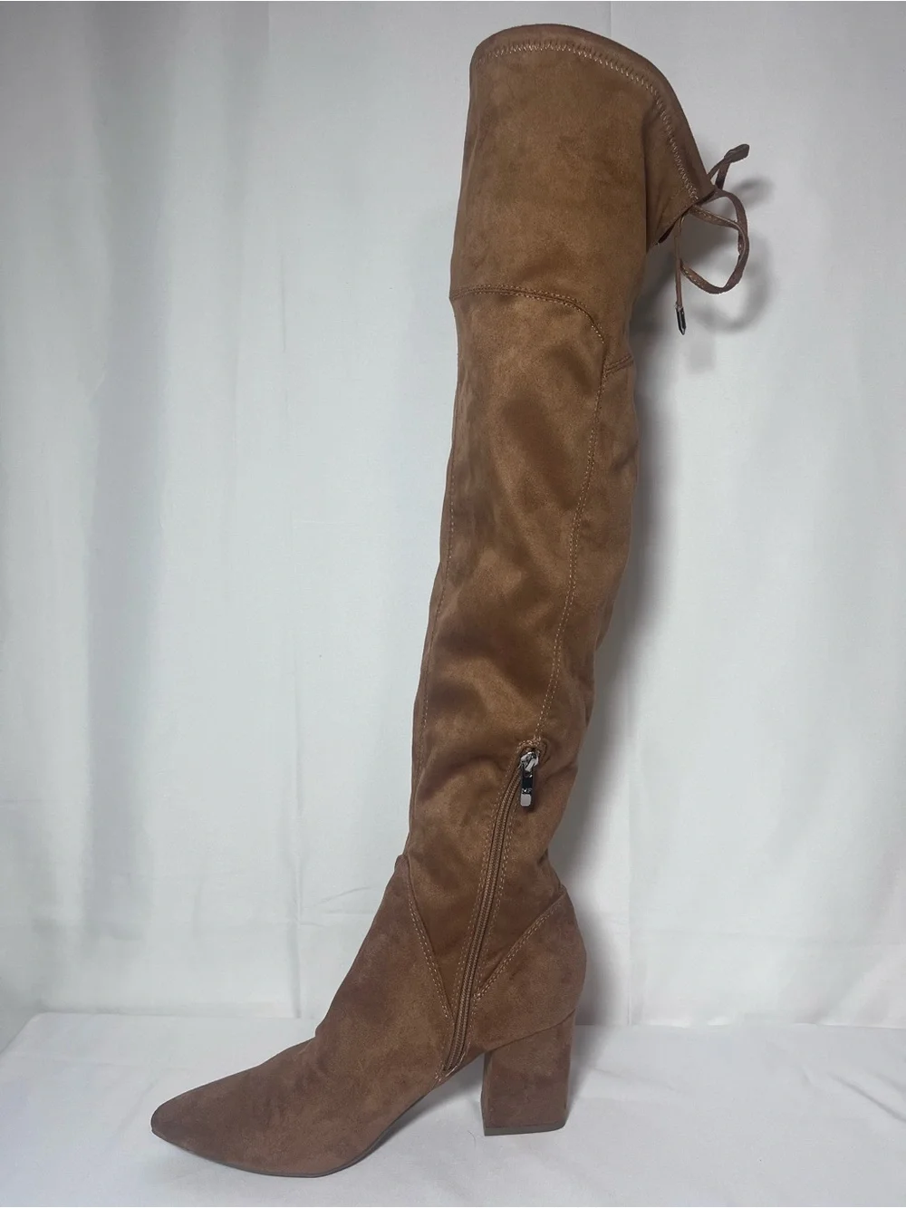 Marc Fisher Over-the-Knee Block Heel Boots - Brown Suede